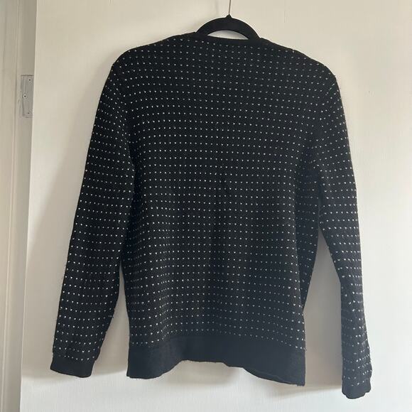Ardi K Designer Collection 100% Cashmere Cardigan – Black/White Dot Knit –Size L - Picture 2 of 8